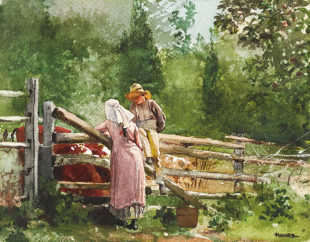 Feeding Time (1878) by Winslow Homer. Original from The Clark Art Institute. Digitally enhanced by rawpixel.