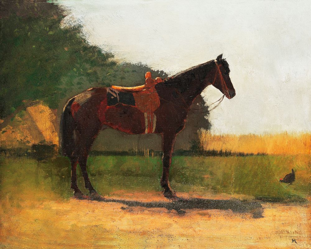 Saddle Horse in Farm Yard (ca. 1870&ndash;1875) by Winslow Homer. Original from The MET Museum. Digitally enhanced by…
