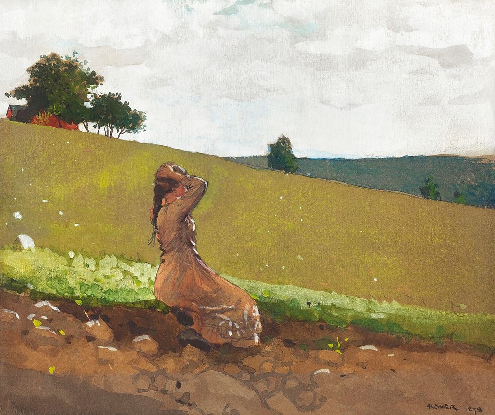 The Green Hill (1878) by Winslow Homer. Original from The National Gallery of Art. Digitally enhanced by rawpixel.