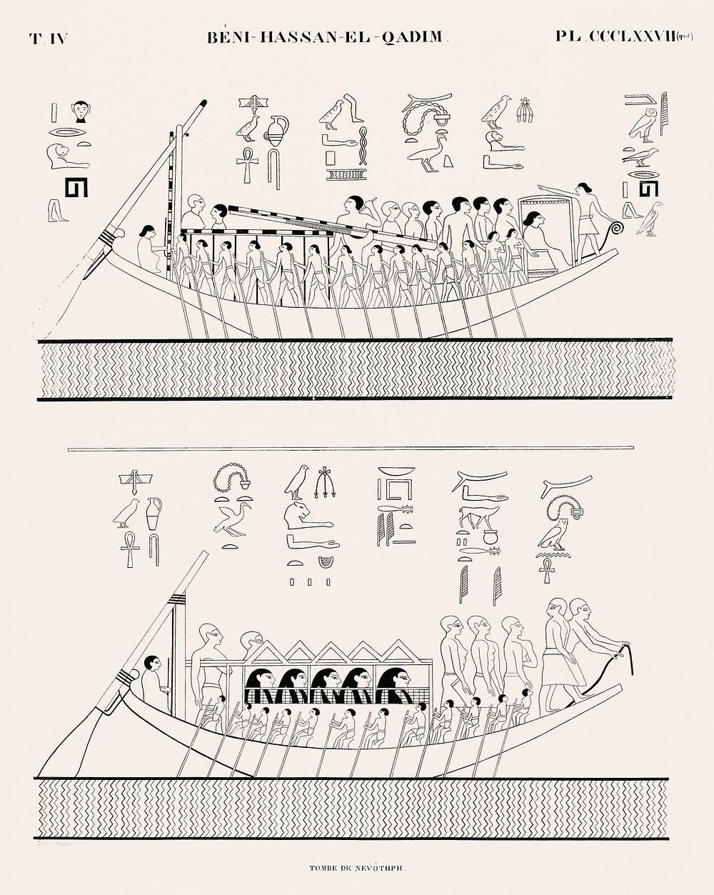 Vintage illustration of Tomb of Nevothph from Monuments de l'&Eacute;gypte et de la Nubie.