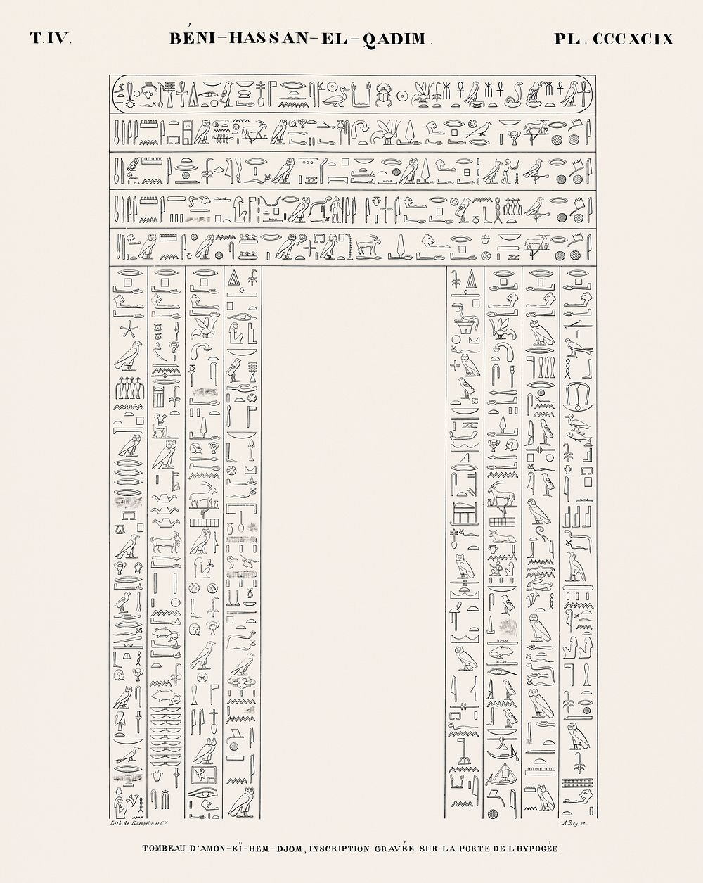 Tomb of Amon-ei-hem-djom, engraved inscription on the door of the hypogeum from Monuments de l'&Eacute;gypte et de la Nubie…