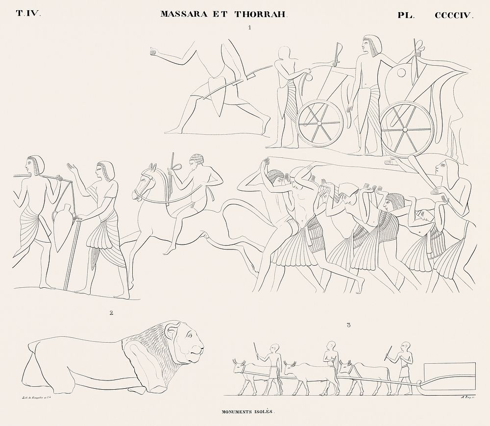Vintage illustration of Isolated monuments from Monuments de l'&Eacute;gypte et de la Nubie.