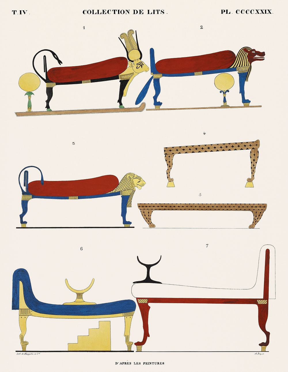 Vintage illustration of Bed collection