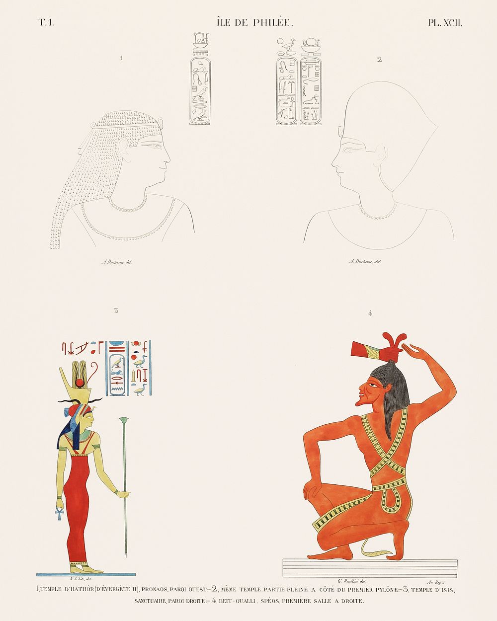 Vintage illustration of Temple of Hathor.