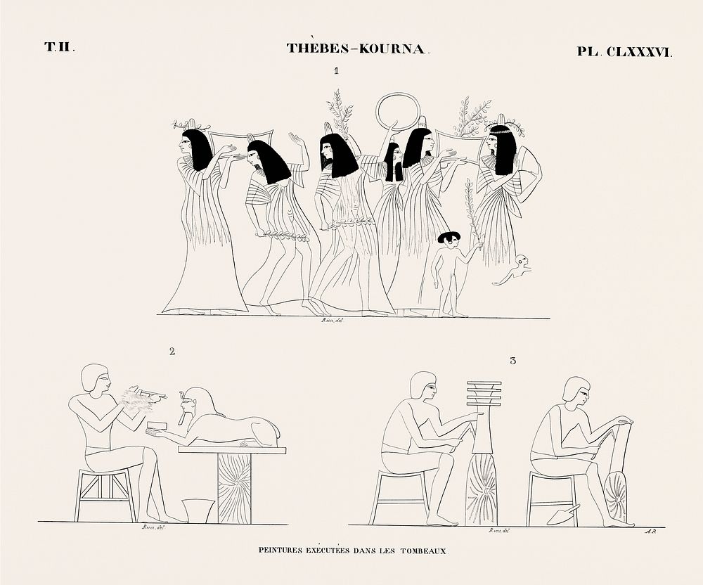 Vintage illustration of Paintings executed in the tombs