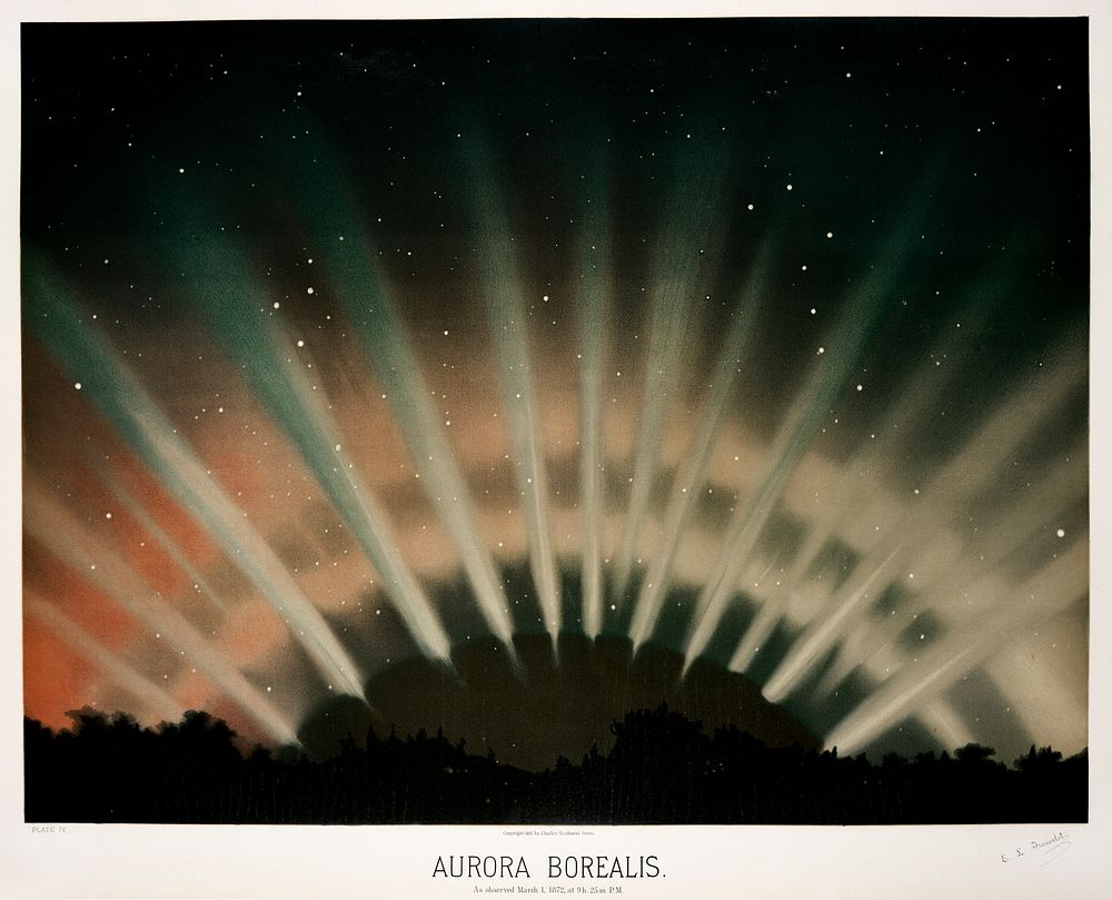 Aurora Borealis from the Trouvelotastronomical drawings (1881-1882) by E. L. Trouvelot (1827-1895)