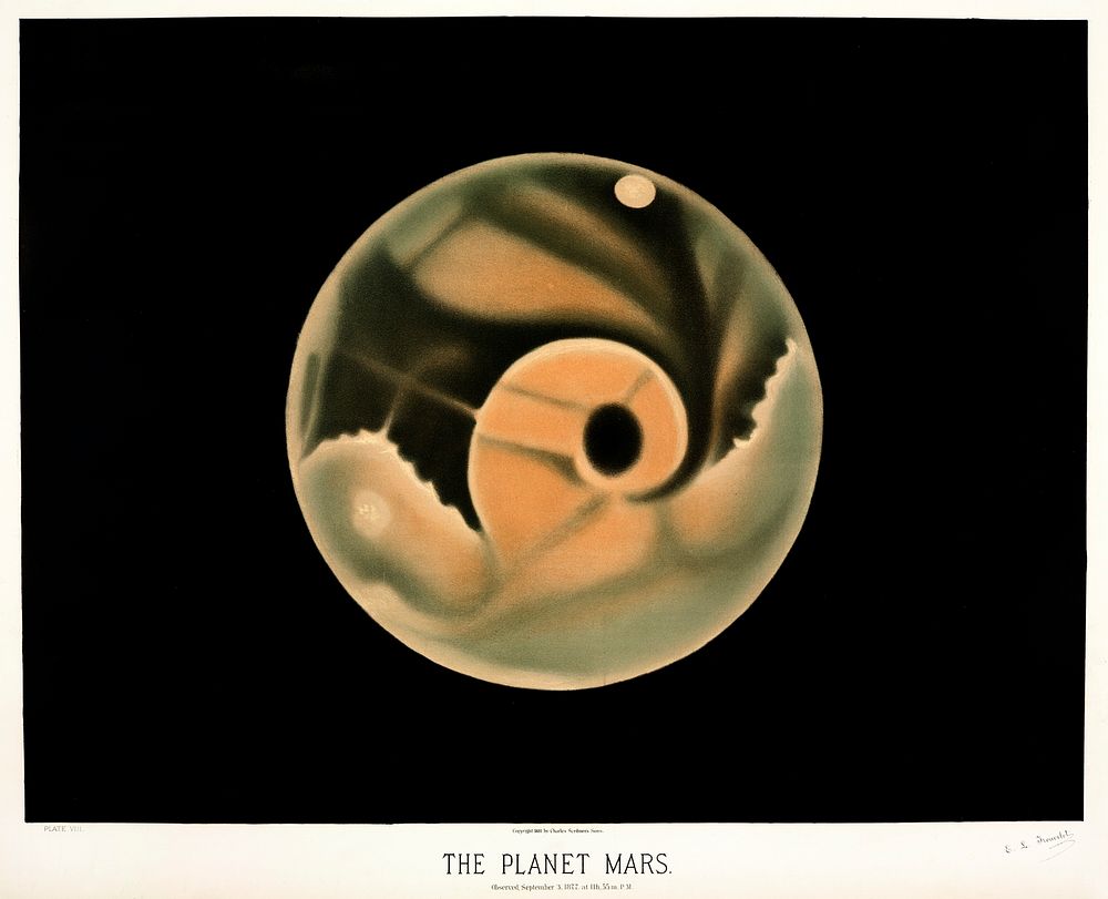 The planet Mars from the Trouvelot
astronomical drawings (1881-1882) by E. L. Trouvelot (1827-1895)