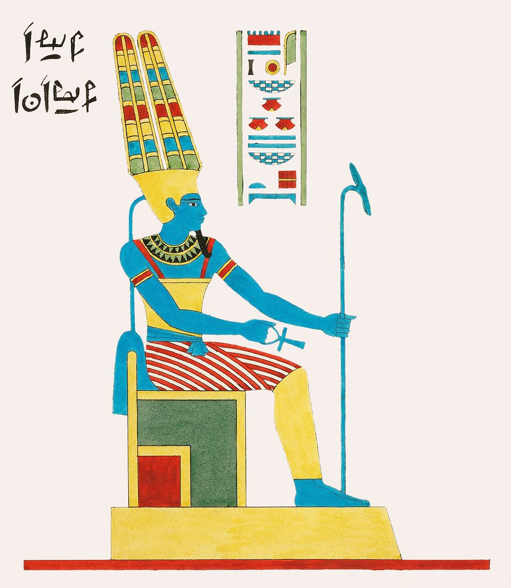 Amon, Amon-ra illustration from Pantheon Egyptien (1823-1825) by Leon Jean Joseph Dubois (1780-1846). Digitally enhanced by…