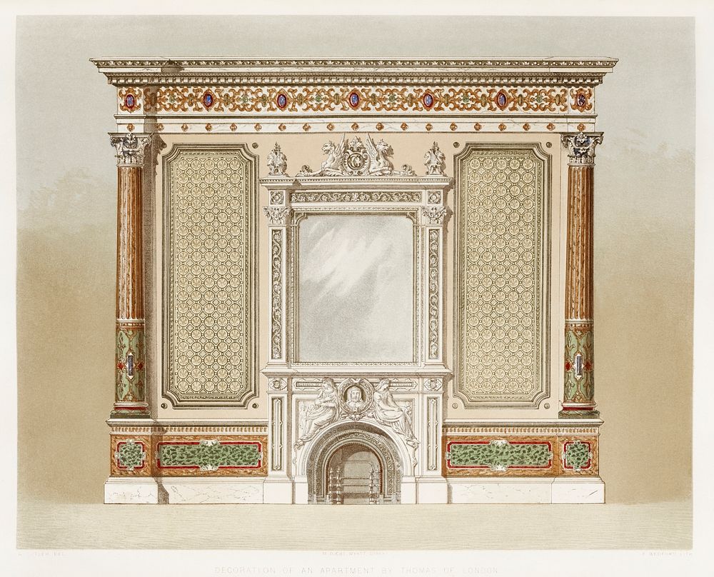 Decoration of an apartment from the Industrial arts of the Nineteenth Century (1851-1853) by Sir Matthew Digby wyatt (1820…