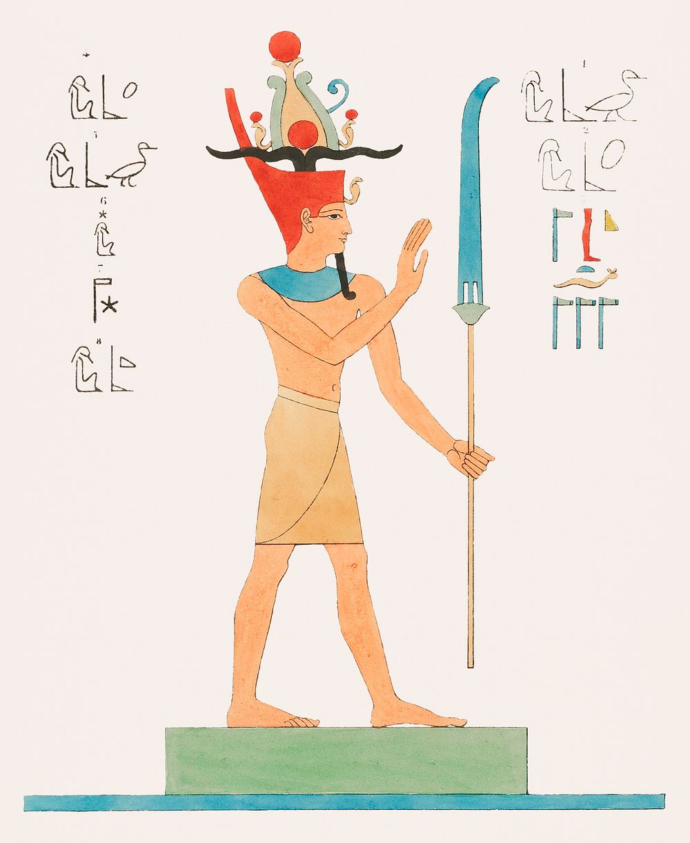 Geb illustration from Pantheon Egyptien (1823-1825) by Leon Jean Joseph Dubois (1780-1846). Original from The New York…