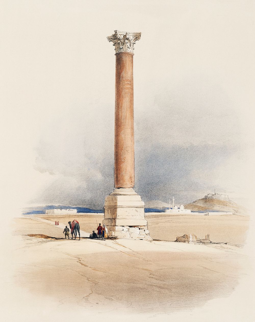 Pompey's Pillar Alexandria illustration by David Roberts (1796&ndash;1864). Original from The New York Public Library.…