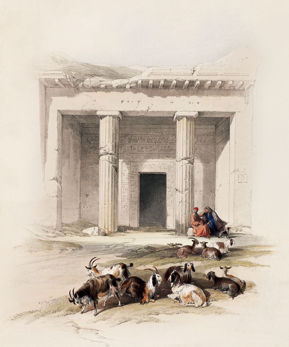 Entrance to the caves of Beni Hasan illustration by David Roberts (1796&ndash;1864). Original from The New York Public…