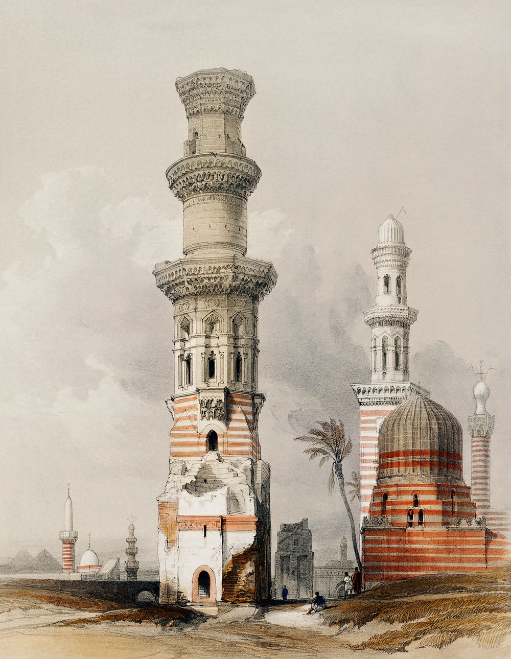 Ruined mosques in the desert west of the Citadel illustration by David Roberts (1796&ndash;1864). Original from The New York…