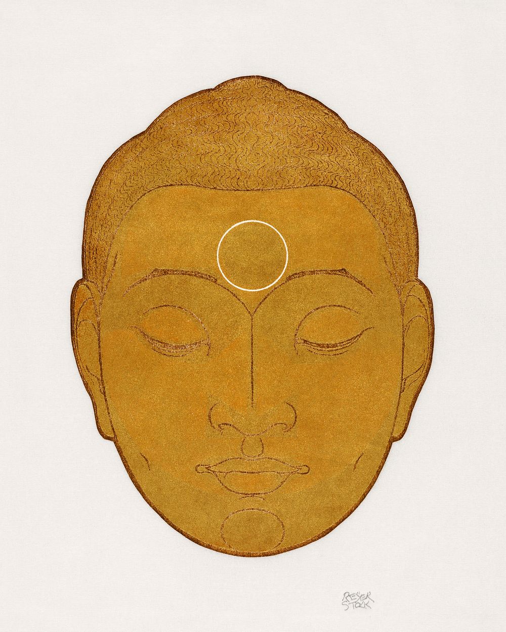 Head of Buddha (1943) print in high resolution by Reijer Stolk. Original from the Rijksmuseum. Digitally enhanced by…