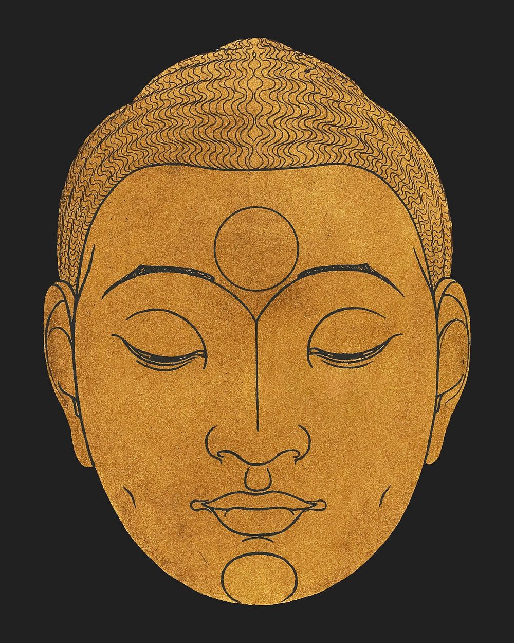 Buddha head vector vintage print, remixed from artworks by Reijer Stolk