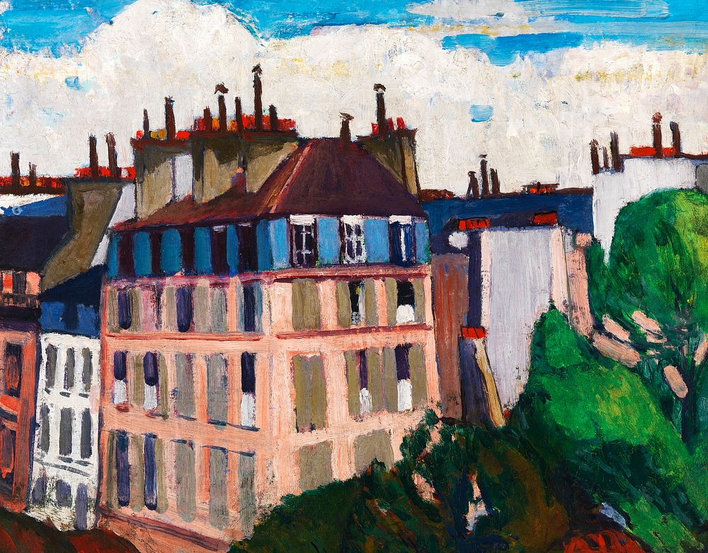 Rooftops, Paris (1909-1912) painting in high resolution by Henry Lyman Sayen. Original from the Smithsonian Institution.…