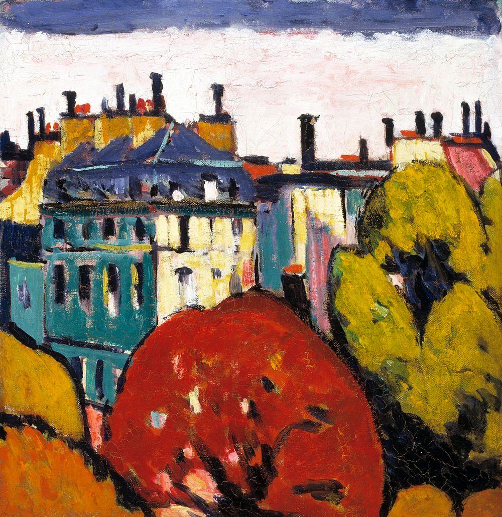 Landscape, Paris (1912&ndash;1914) painting in high resolution by Henry Lyman Sayen. Original from the Smithsonian…