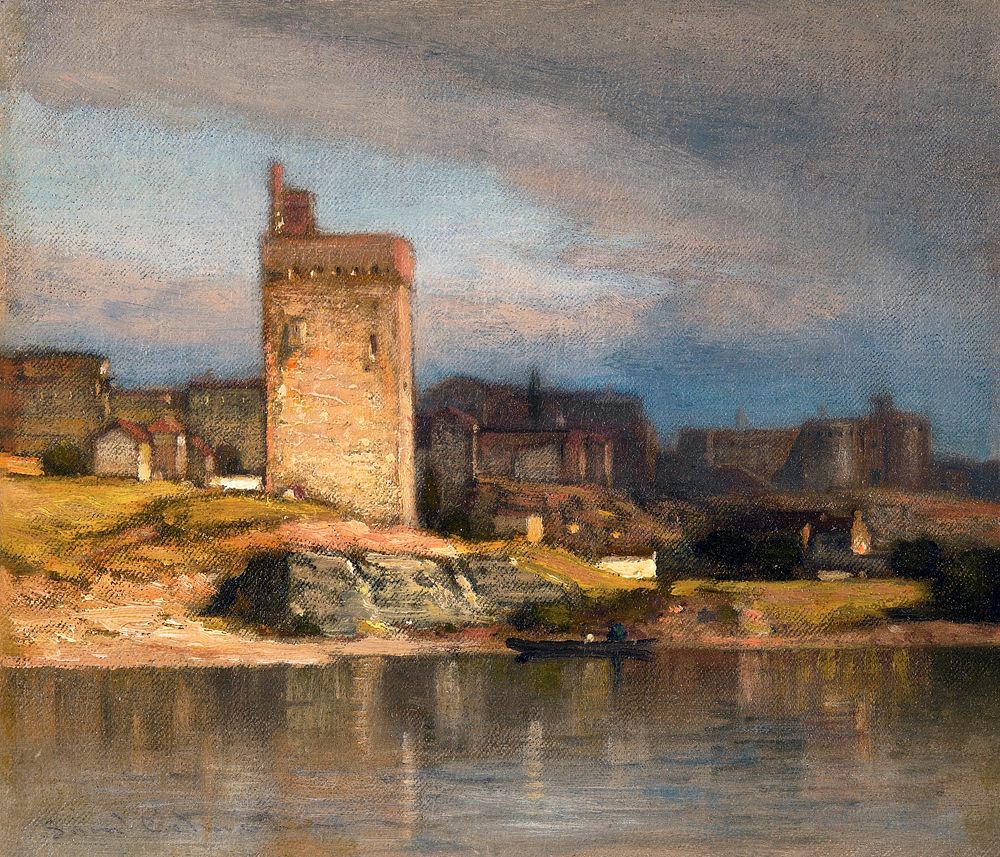 Old Tower at Avignon (ca.1875) by Samuel Colman. Original from The Art Institute of Chicago. Digitally enhanced by rawpixel.