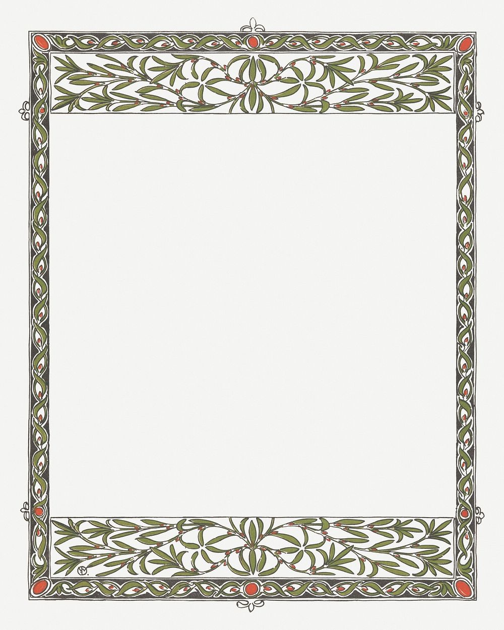 Botanical frame psd, remixed from artworks by Gerrit Willem Dijsselhof