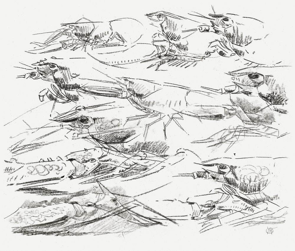Lobsters (1876&ndash;1924) drawing in high resolution by Gerrit Willem Dijsselhof. Original from the Rijksmuseum. Digitally…