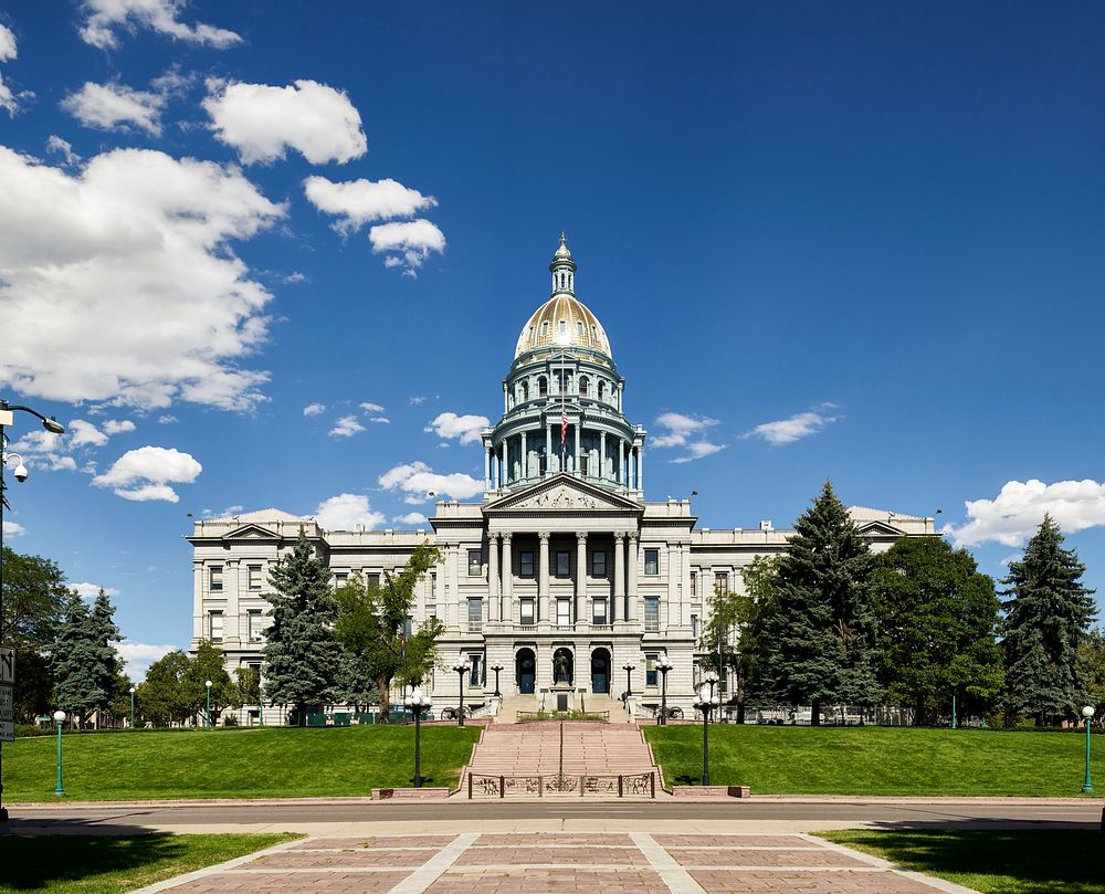 The golden-domed Colorado State Capitol Building in Denver. Original image from Carol M. Highsmith&rsquo;s America, Library…