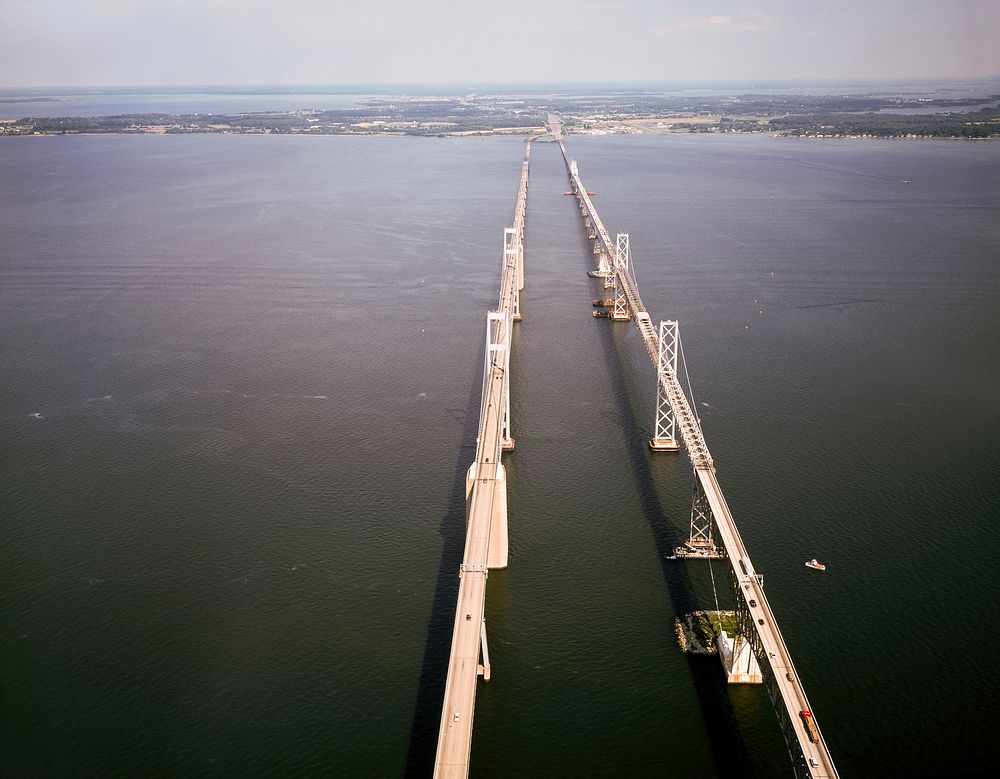 The Chesapeake Bay Bridge between Maryland's capital city and the Maryland Eastern Shore. Original image from Carol M.…