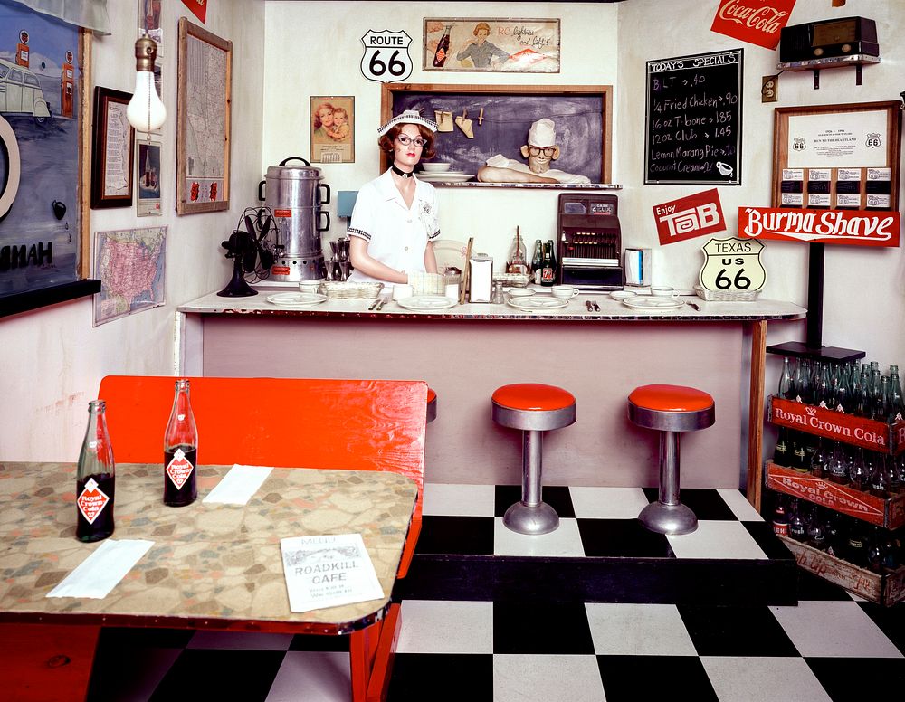 Greasy Spoon restaurant inside the Route 66 Museum in the Texas Panhandle. Original image from Carol M. Highsmith&rsquo;s…
