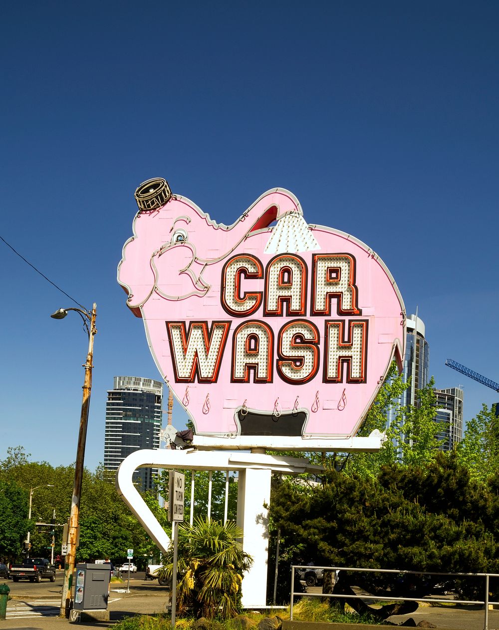 Colorful and descriptive car-wash sign in downtown Seattle, Washington. Original image from Carol M. Highsmith&rsquo;s…