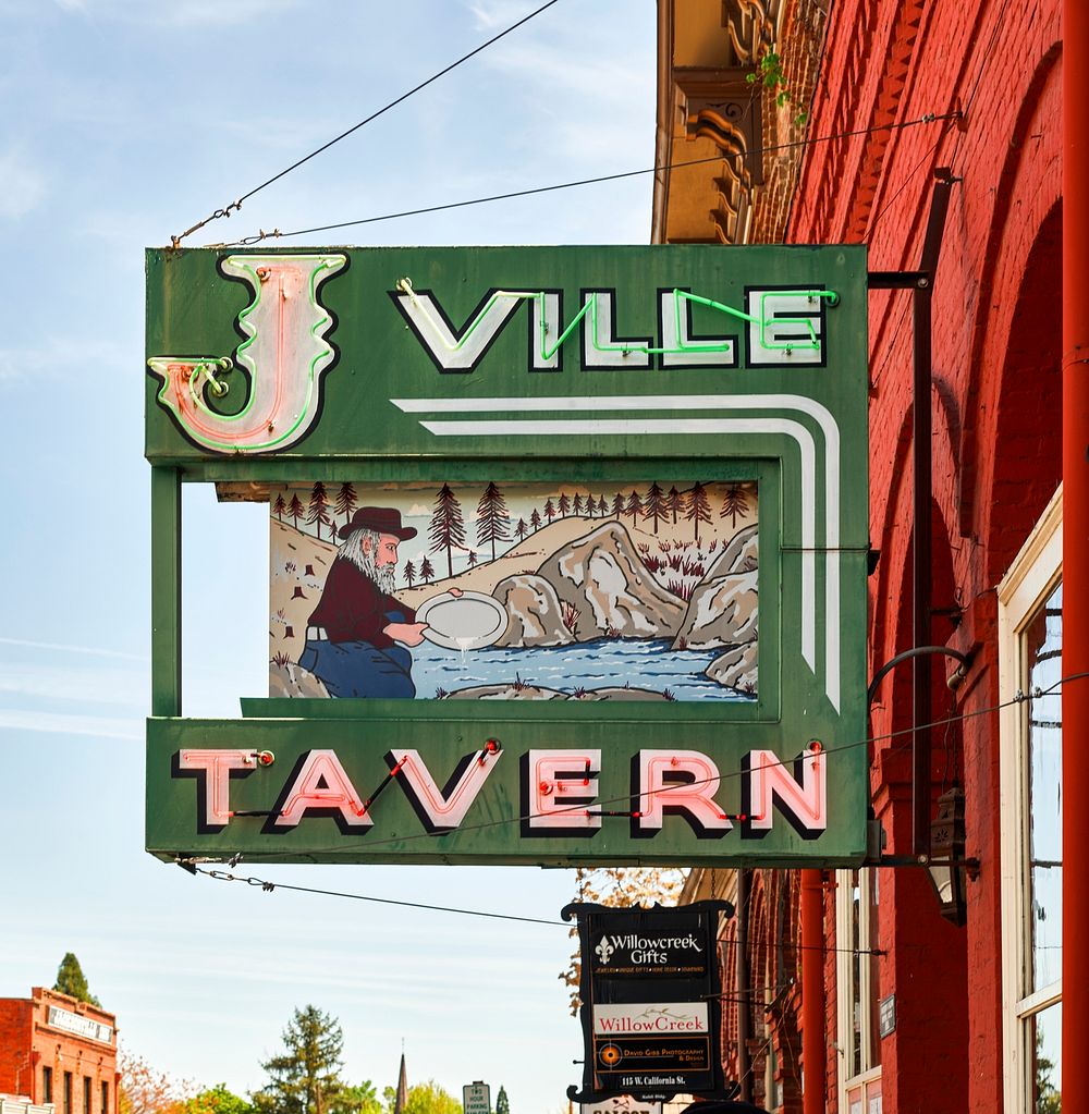 J-Ville Hotel neon sign in Jacksonville, Oregon. Original image from Carol M. Highsmith&rsquo;s America, Library of Congress…