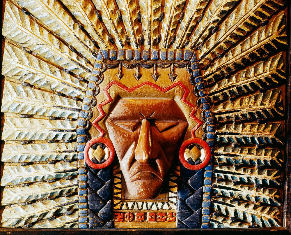 Carved Warrior Indian Wood Art in Timberline Lodge on Mt. Hood, Oregon. Original image from Carol M. Highsmith&rsquo;s…