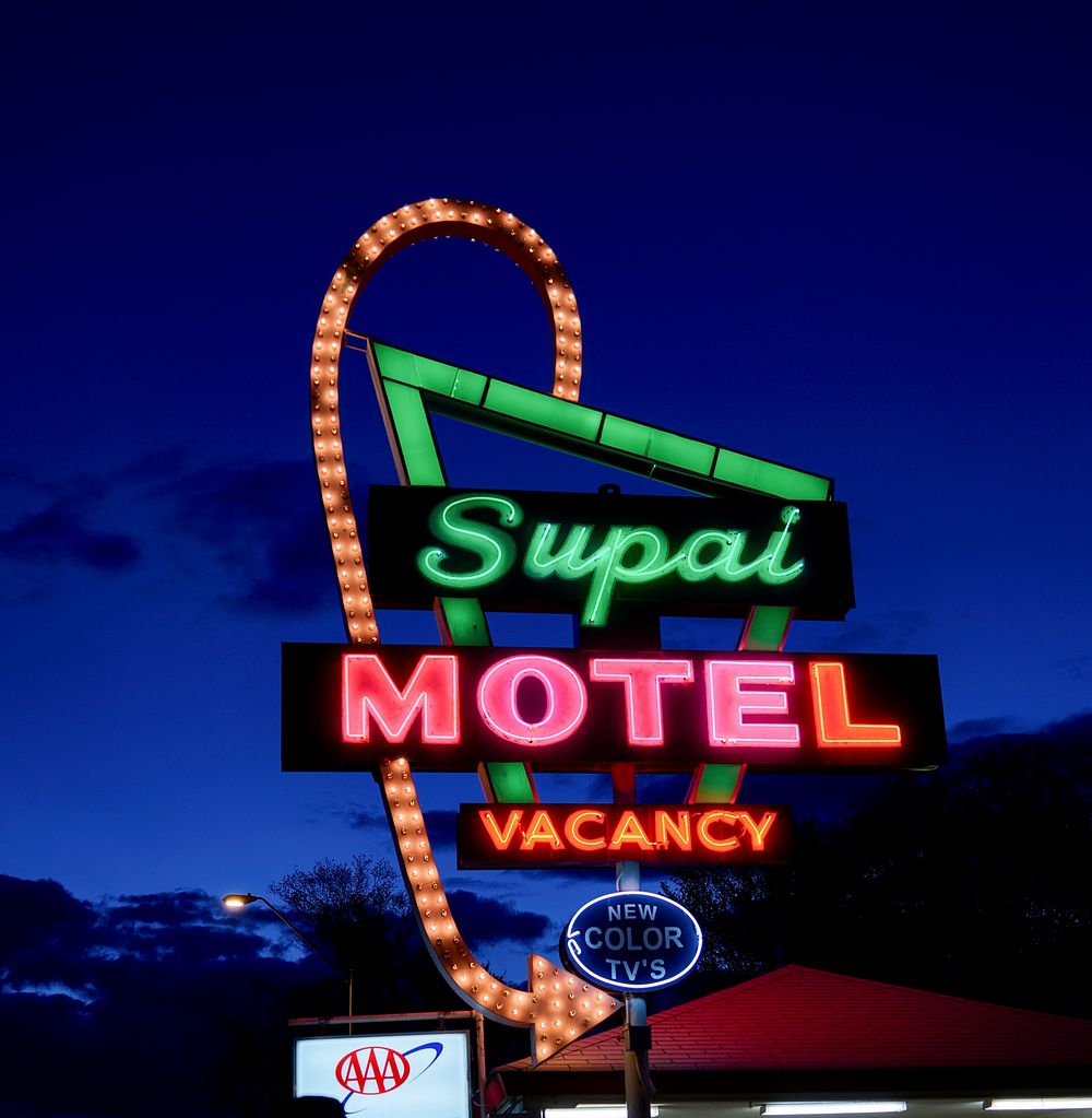 Supai Motel neon sign in Arizona. Original image from Carol M. Highsmith&rsquo;s America, Library of Congress collection.…