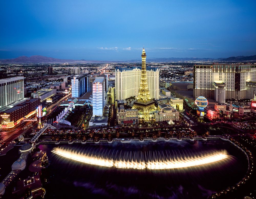 Aerial view of Las Vegas, Original image from Carol M. Highsmith’s America, Library of Congress collection. Digitally…