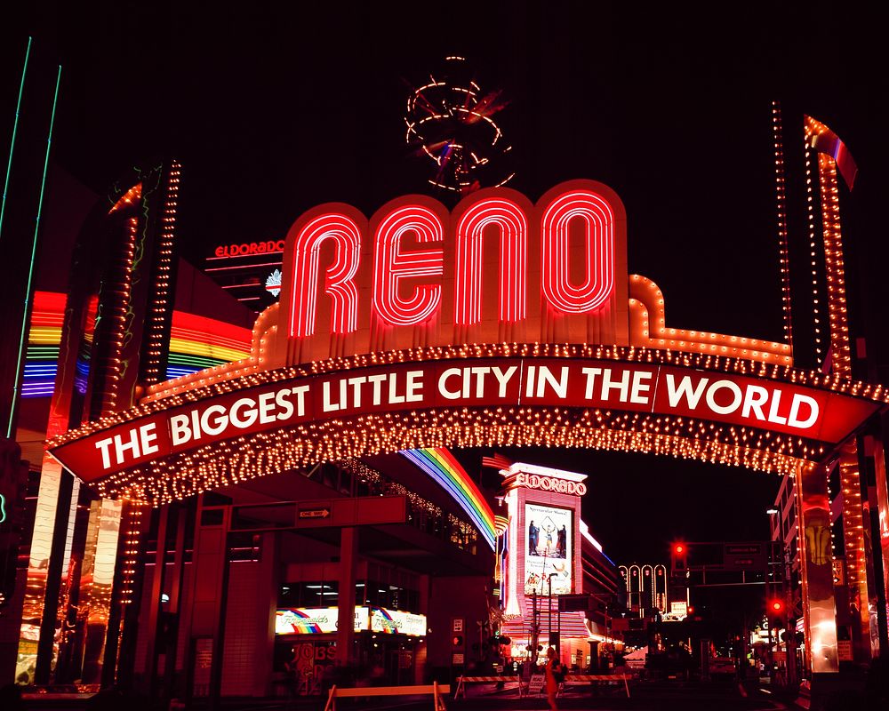 Reno city neon sign in Nevada. Original image from Carol M. Highsmith&rsquo;s America, Library of Congress collection.…
