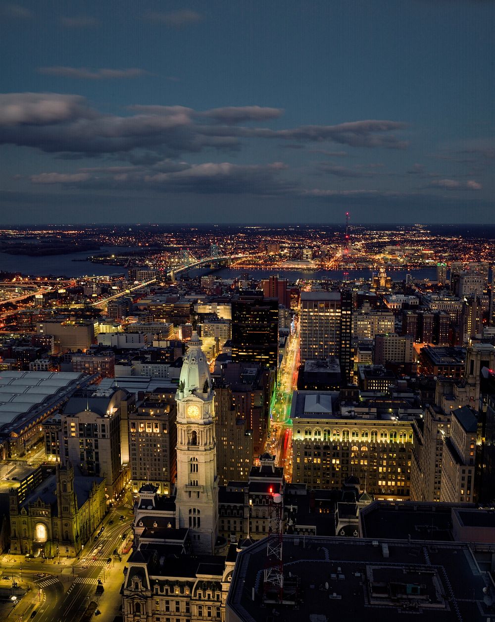 The city skyline at dusk in Philadelphia, Pennsylvania. Original image from Carol M. Highsmith’s America, Library of…