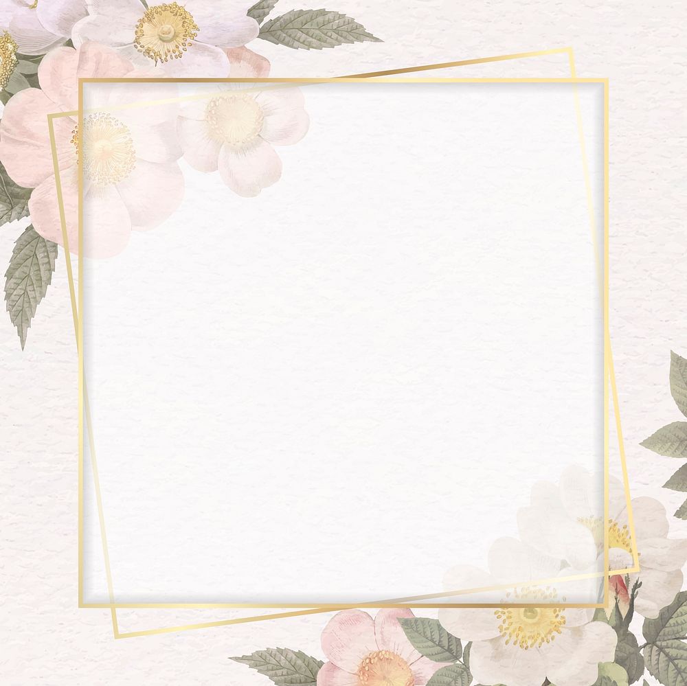 Hand drawn floral square frame vector