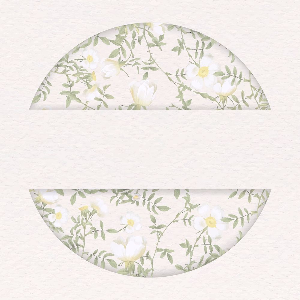 Round green floral banner vector