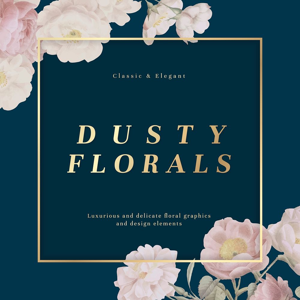 Dusty floral theme on blue background vector