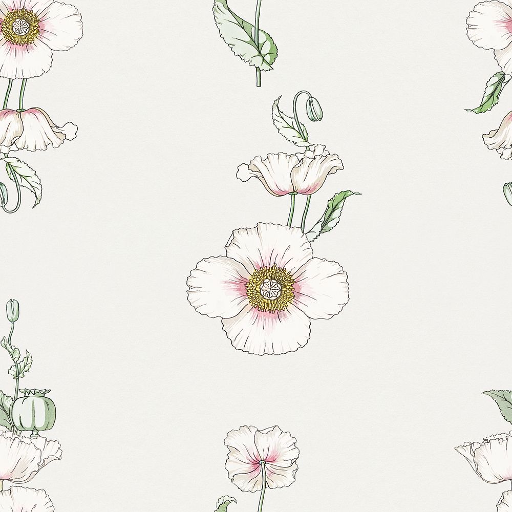 Vintage poppy flower patterned design resource