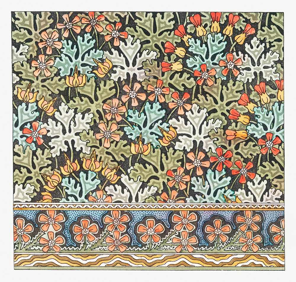 Art nouveau geranium flower pattern collection design resource