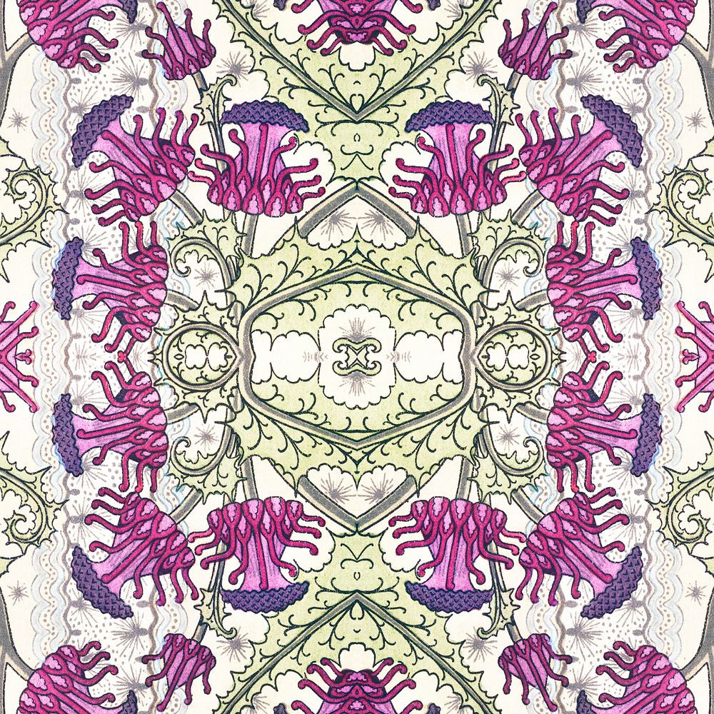 Art nouveau thistle flower pattern design resource