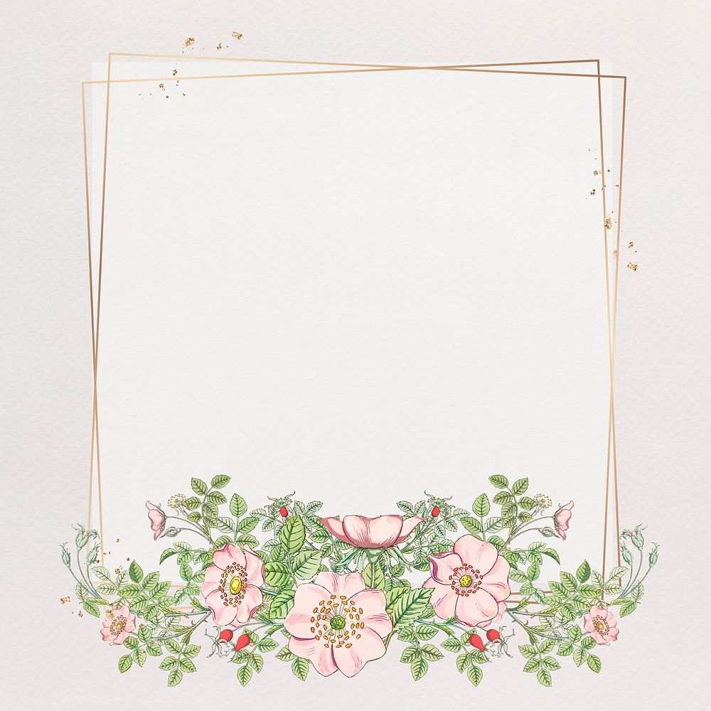 Vintage wild rose flower frame design element