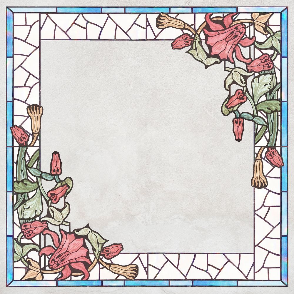 Vintage columbine flower frame design element
