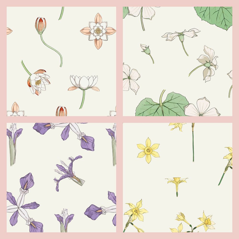 Vintage flower vector pattern collection