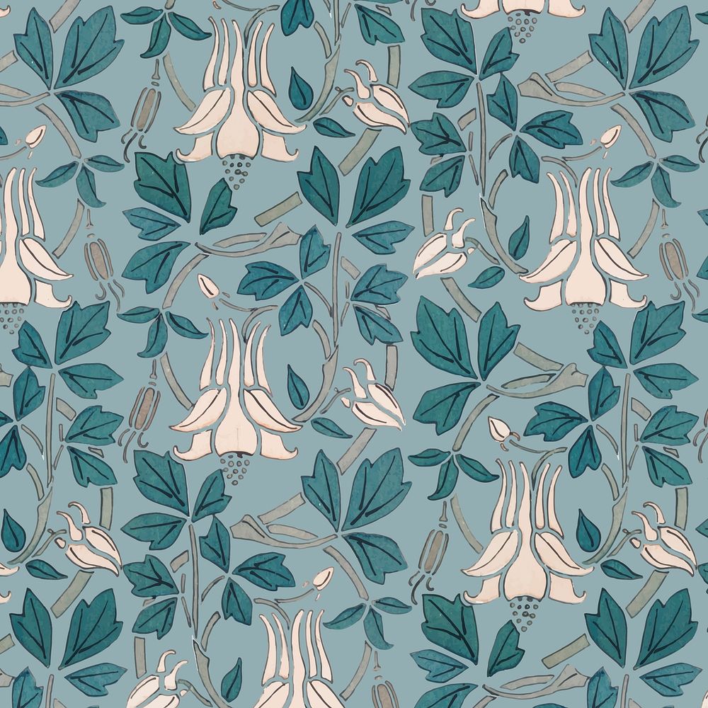 Art nouveau columbine flower pattern design resource