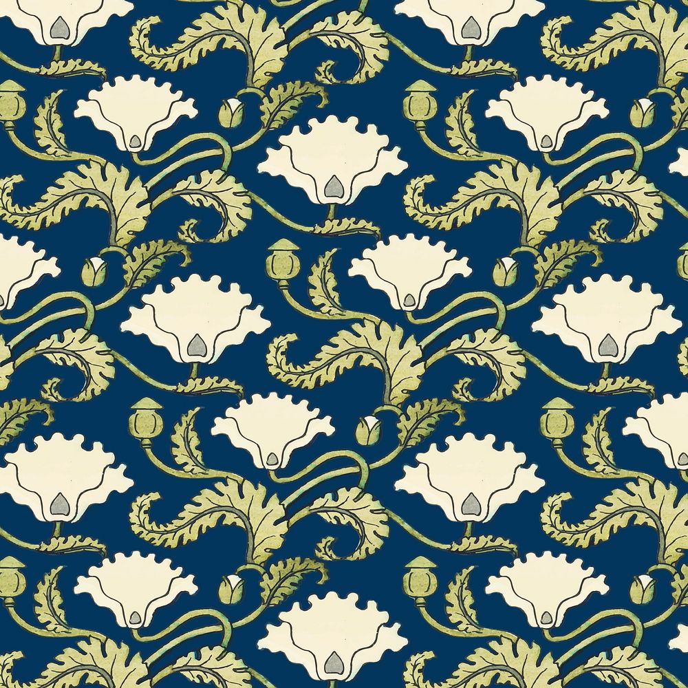 Art nouveau poppy flower pattern design resource