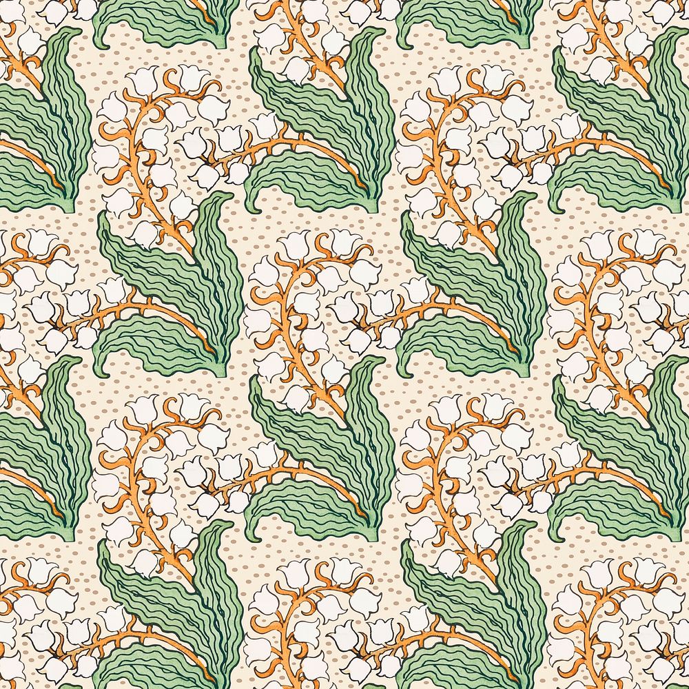 Art nouveau lily of the valley flower pattern design resource