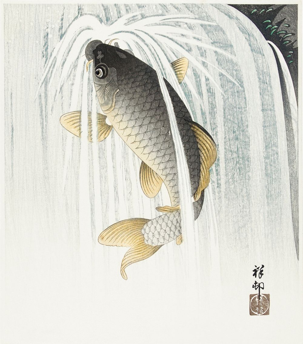 Carp (1935) by Ohara Koson (1877-1945). Original from The Rijksmuseum. Digitally enhanced by rawpixel.