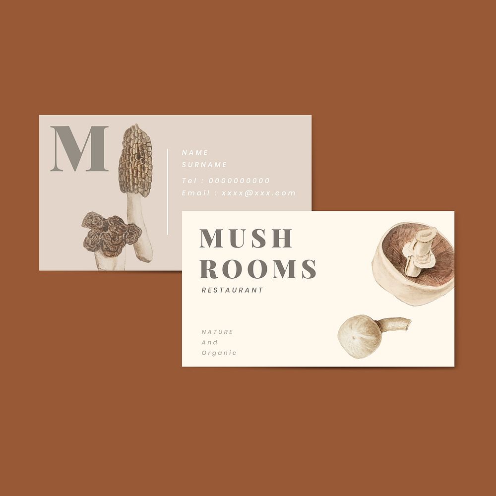 Vintage mushroom variety illustration for business card vector