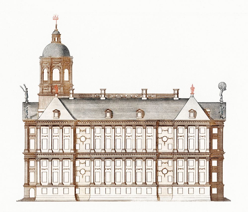 The City Hall in Amsterdam by an anonymous maker (1696-1706). Original from The Rijksmuseum. Digitally enhanced by rawpixel.