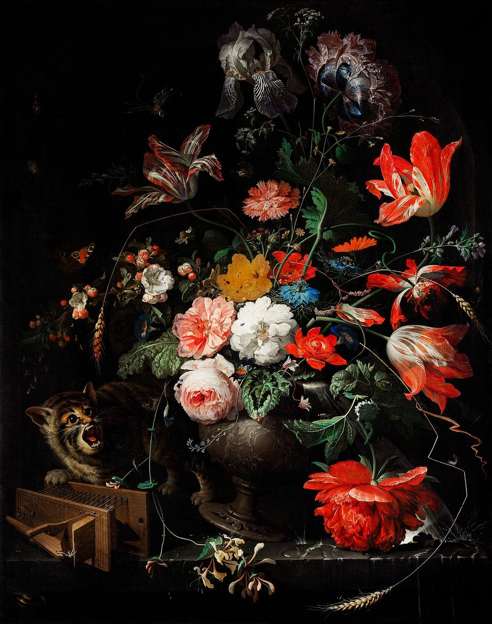 The Overturned Bouquet by Abraham Mignon (1660-1679). Original from The Rijksmuseum. Digitally enhanced by rawpixel.